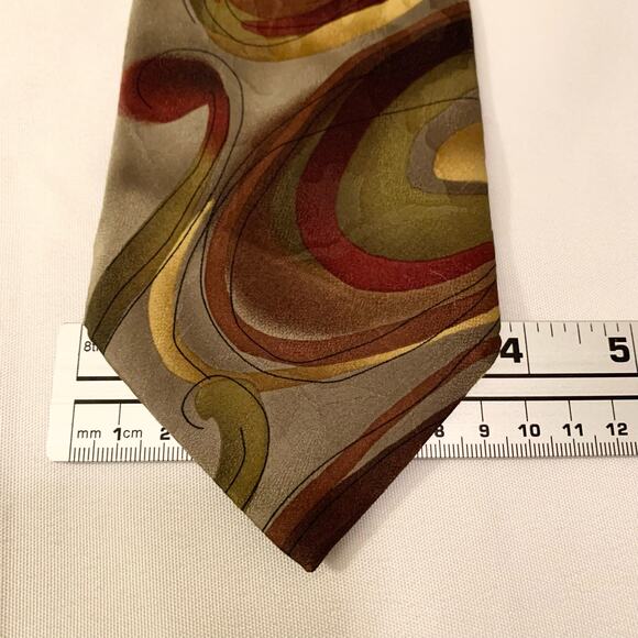 J. GARCIA 2 Pc Men’s Neck Ties Olive Green & Gold; Red, Gray, & Black 100% Silk - Picture 6 of 9